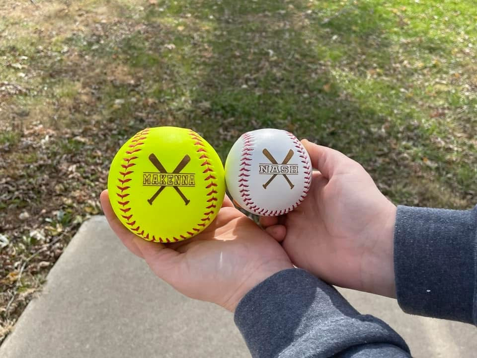 Laser engraved ⚾️ baseball & 🥎 softball