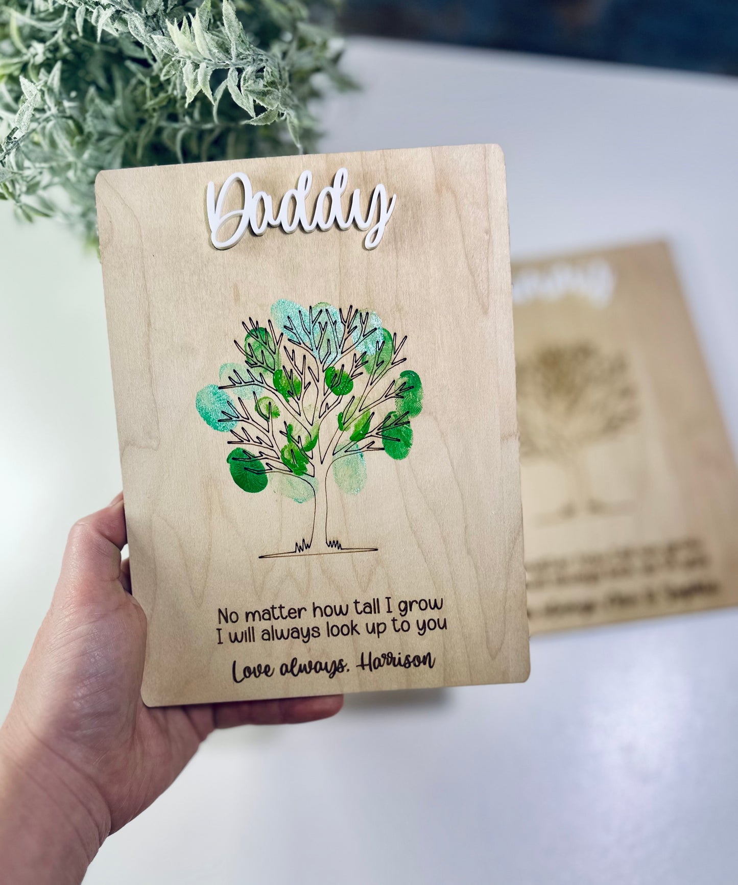 How tall I grow fingerprint tree plaque