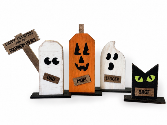 Build your own Halloween family personalized shelf sitters