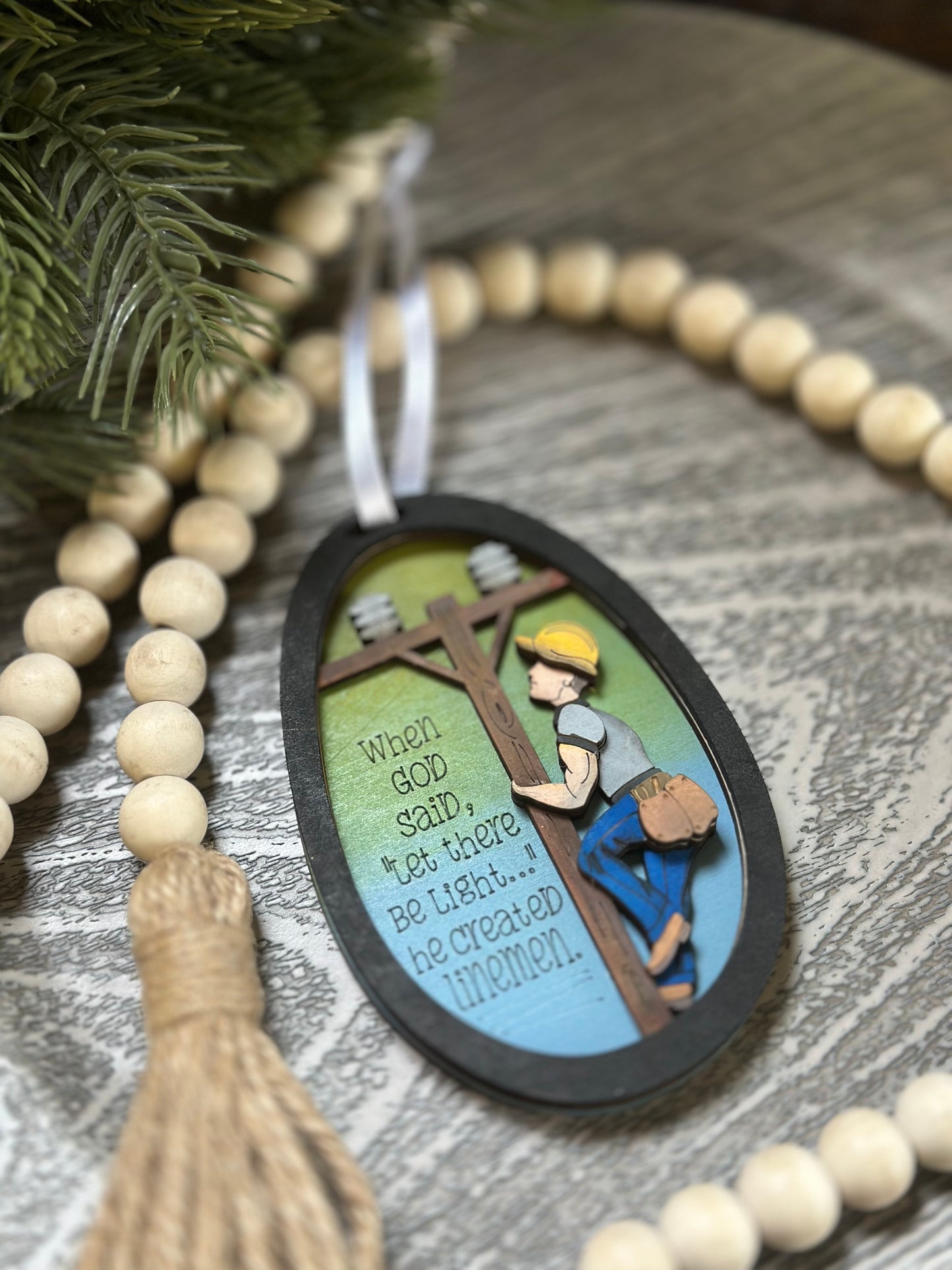 God created linemen ornament