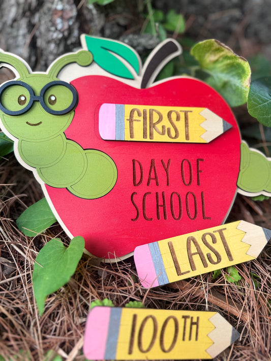 Back to school apple worm board