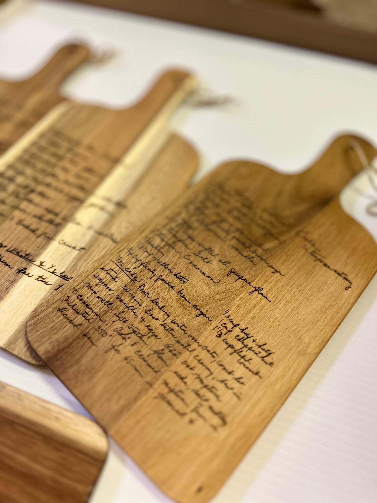 Acacia wood handwritten recipe cutting board