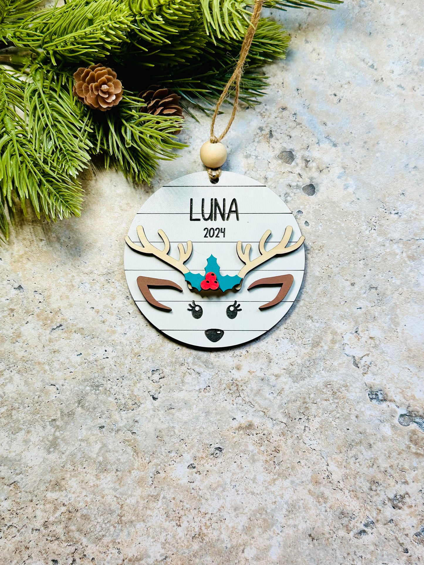 Little reindeer personalized ornaments