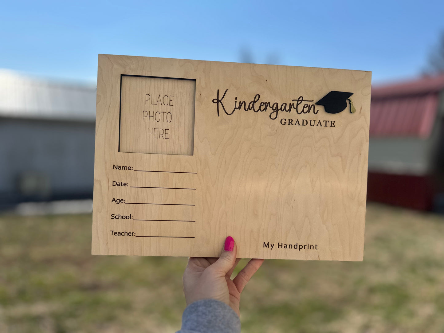 Kindergarten/preschool handprint photo frame