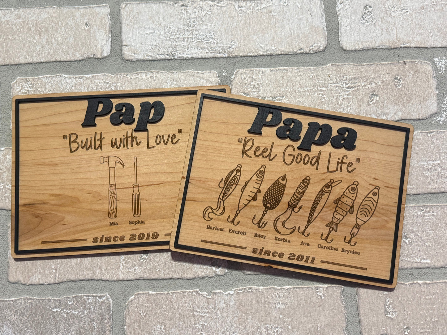 Father’s Day fishing lures & garage tool plaques
