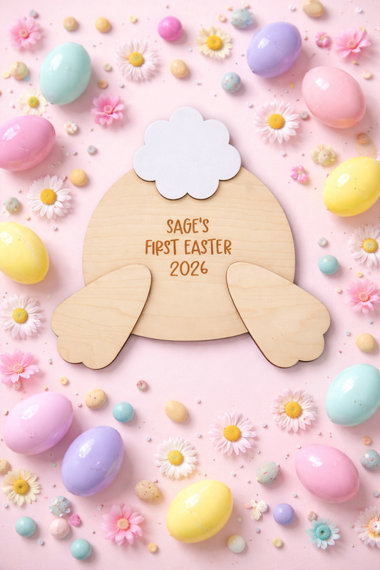 First Easter baby bunny footprint board