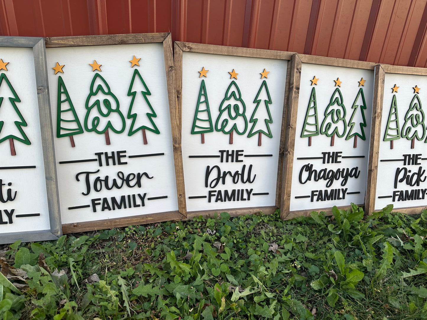 Minimalist Christmas trees Personalized Family Name plaque