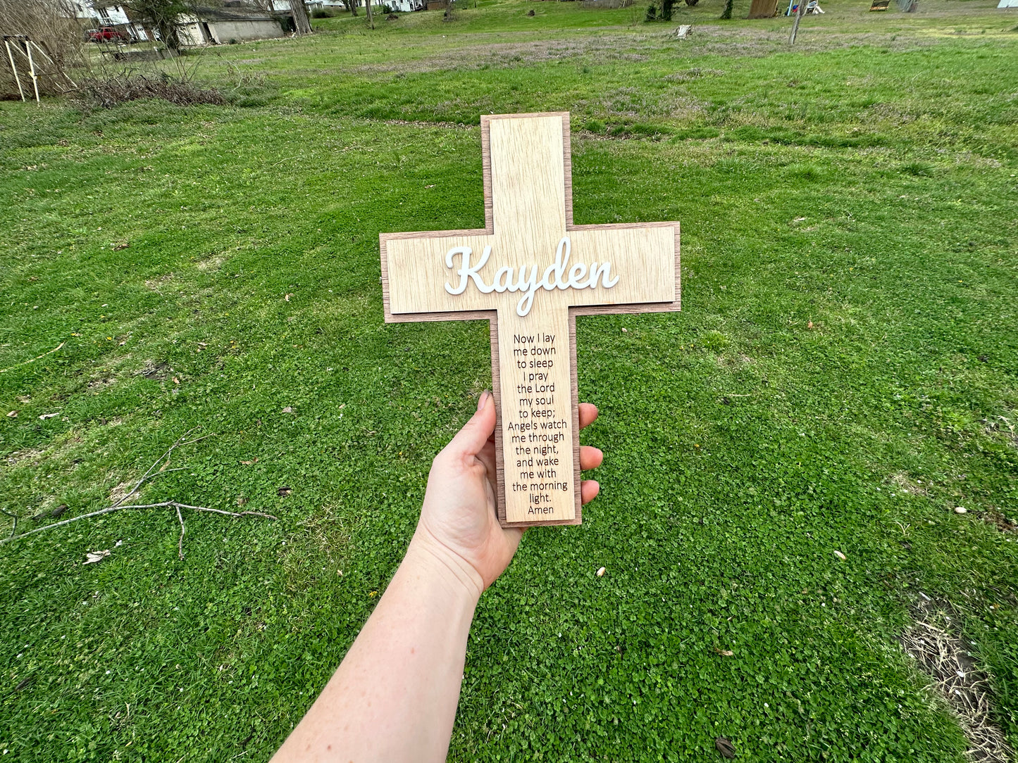 Now I lay me down to sleep prayer cross