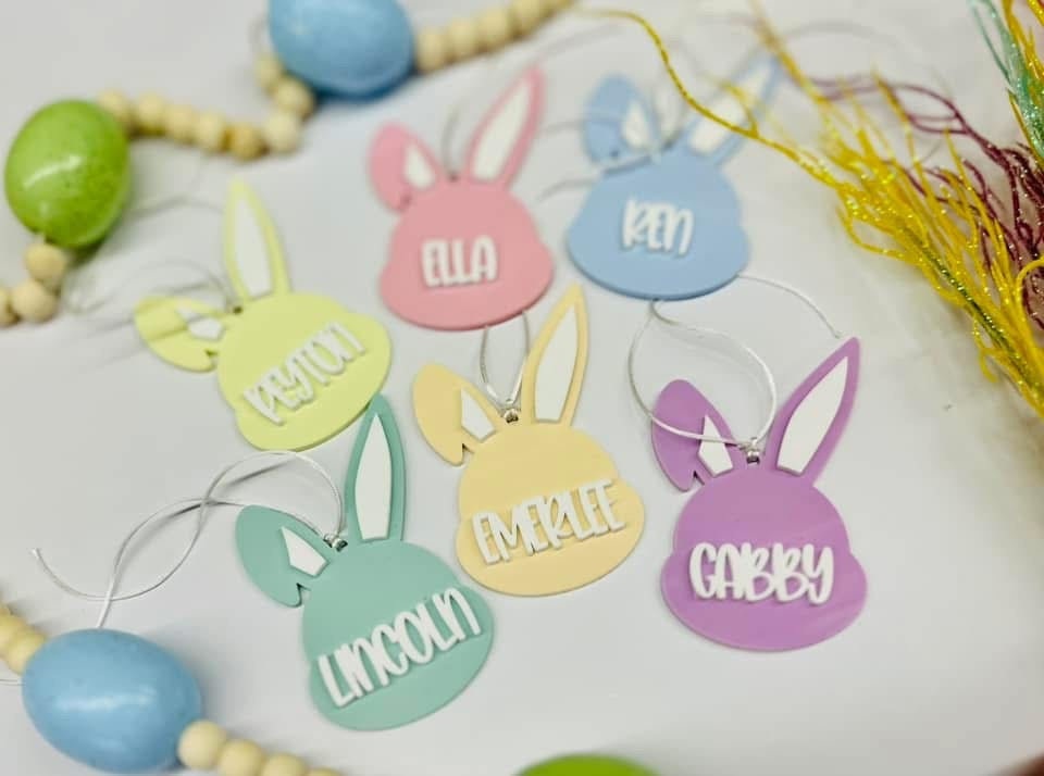 Acrylic Easter bunny basket tags