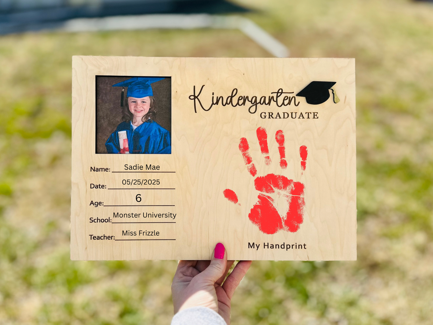Kindergarten/preschool handprint photo frame