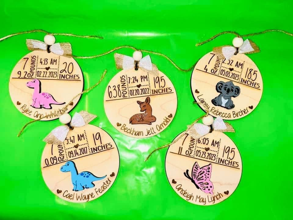 Baby animal Stats ornaments