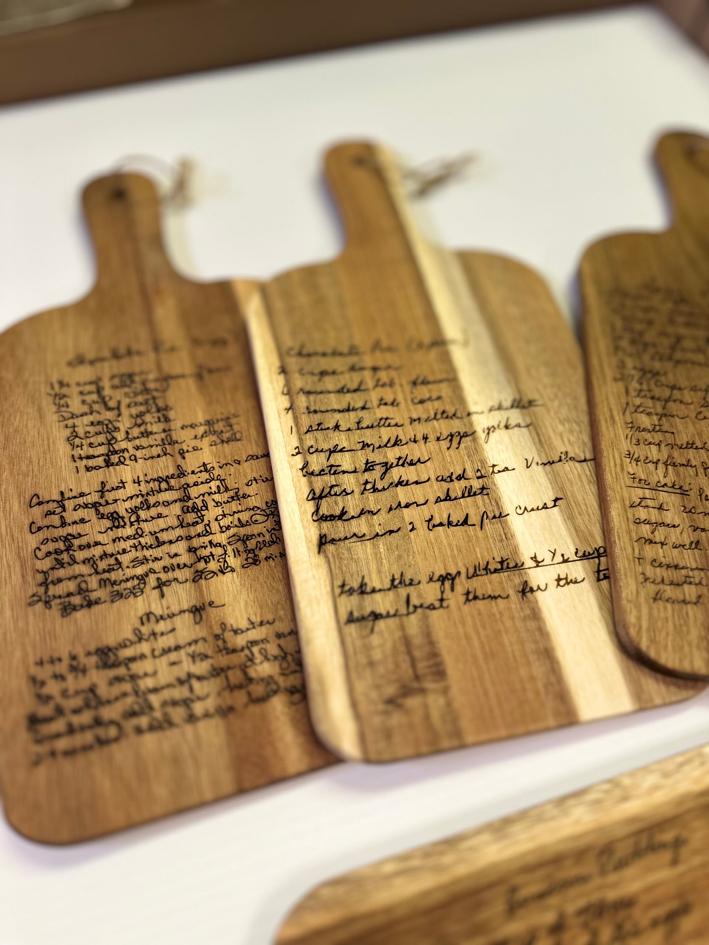 Acacia wood handwritten recipe cutting board