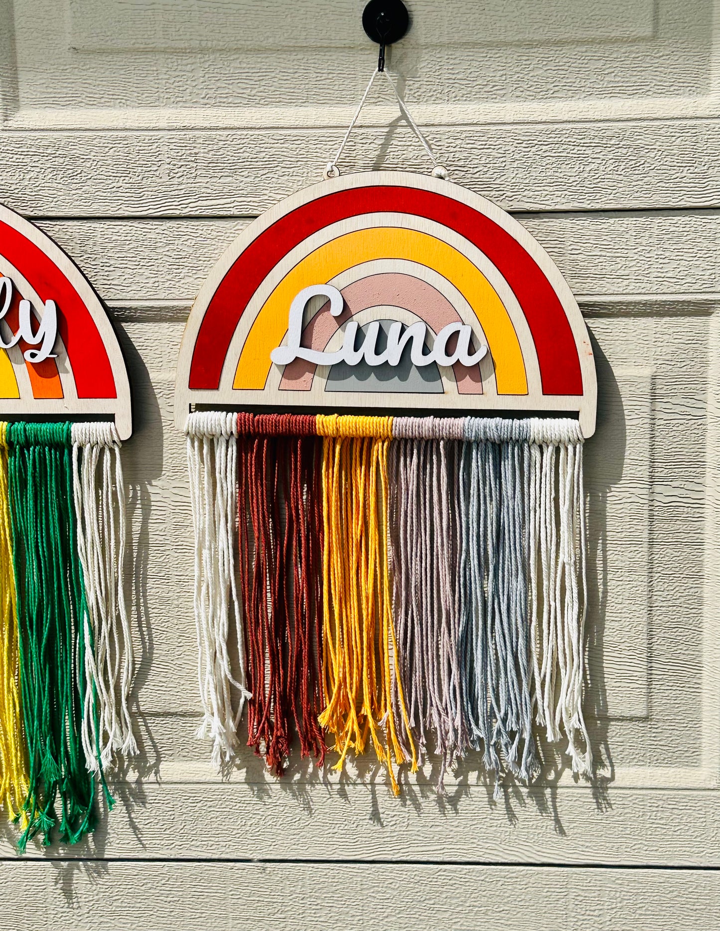 Rainbow Macrame Bow Holder