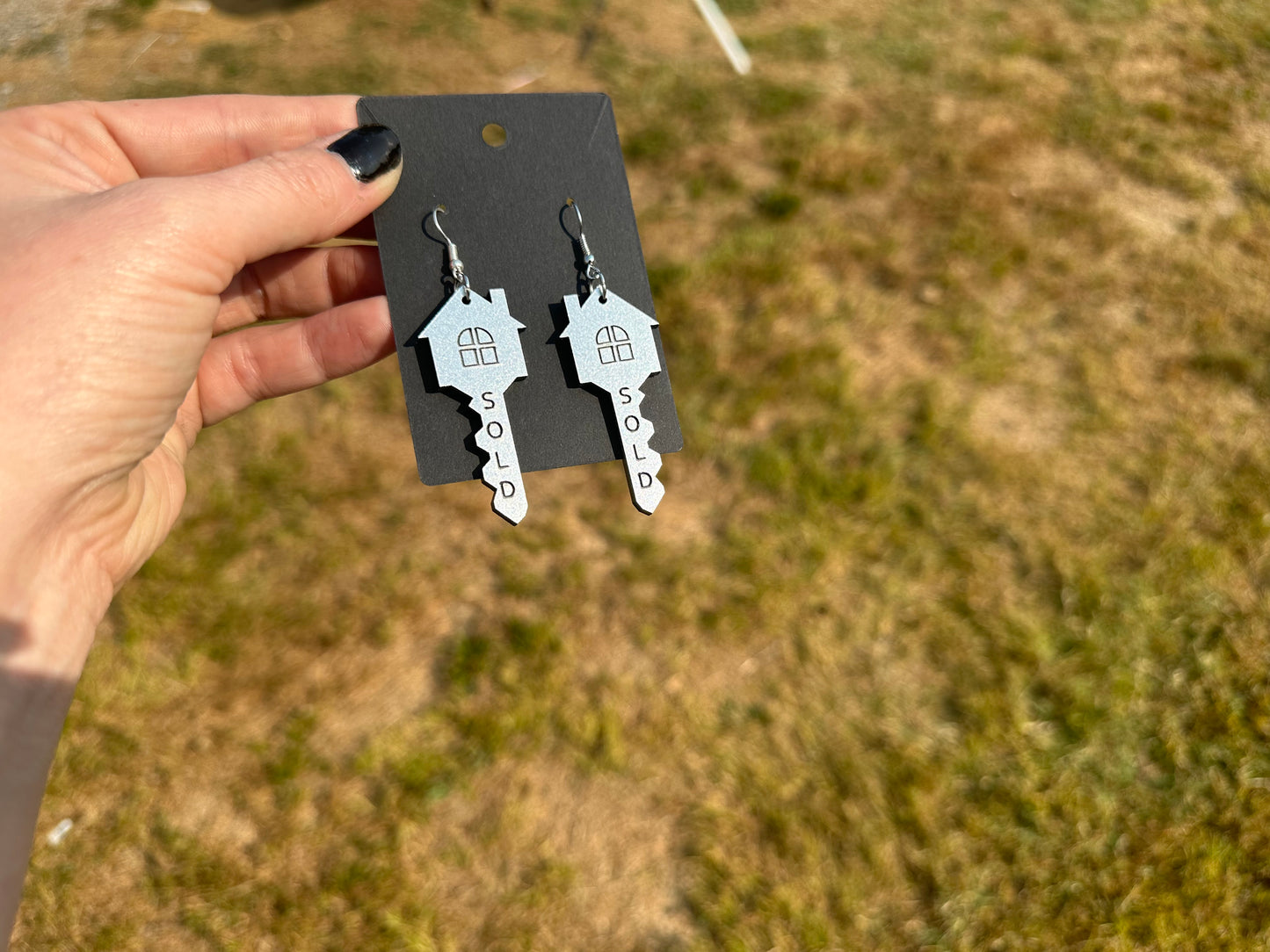 Sold realtor home key earrings