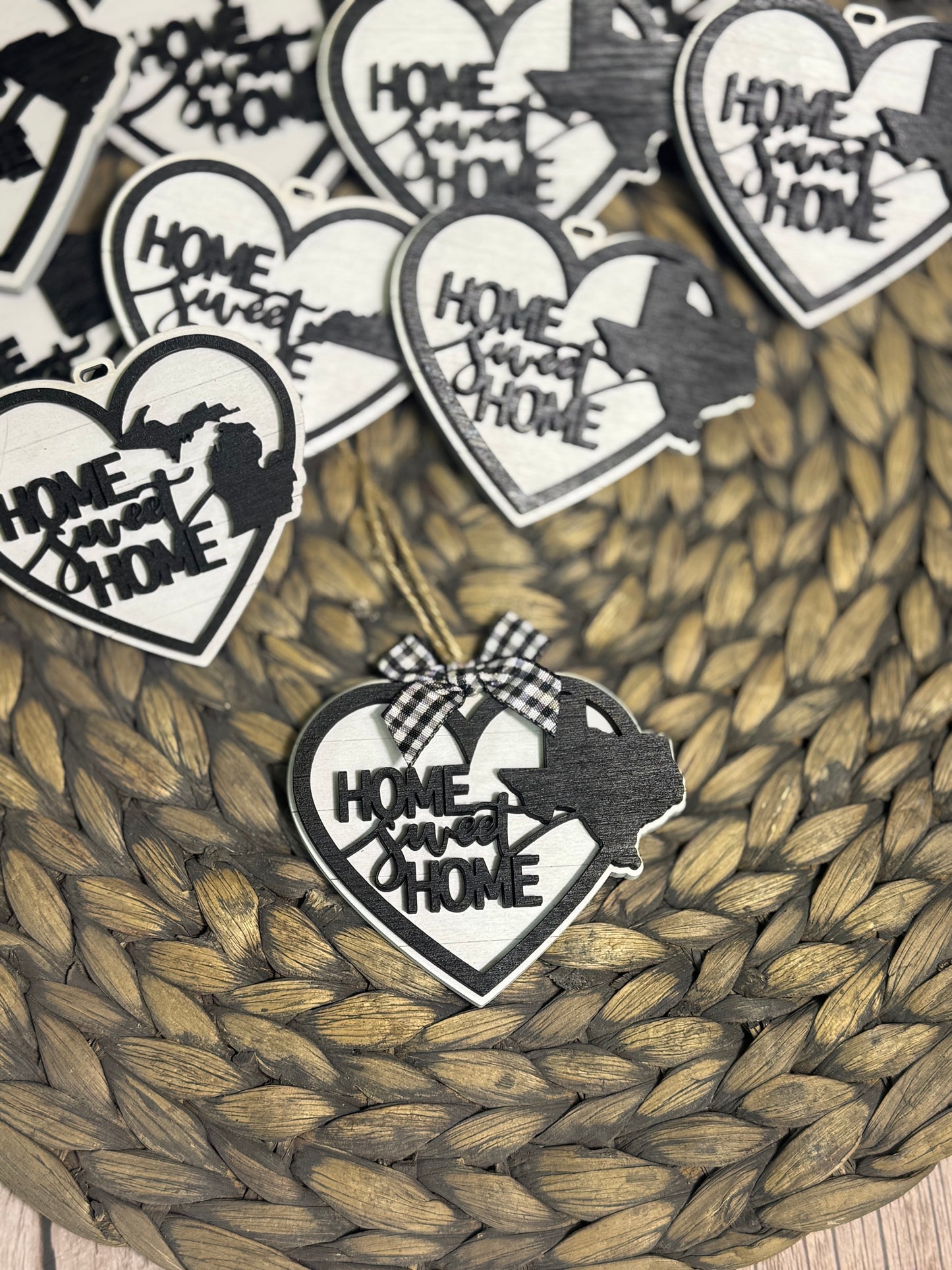 Home sweet home state ornaments