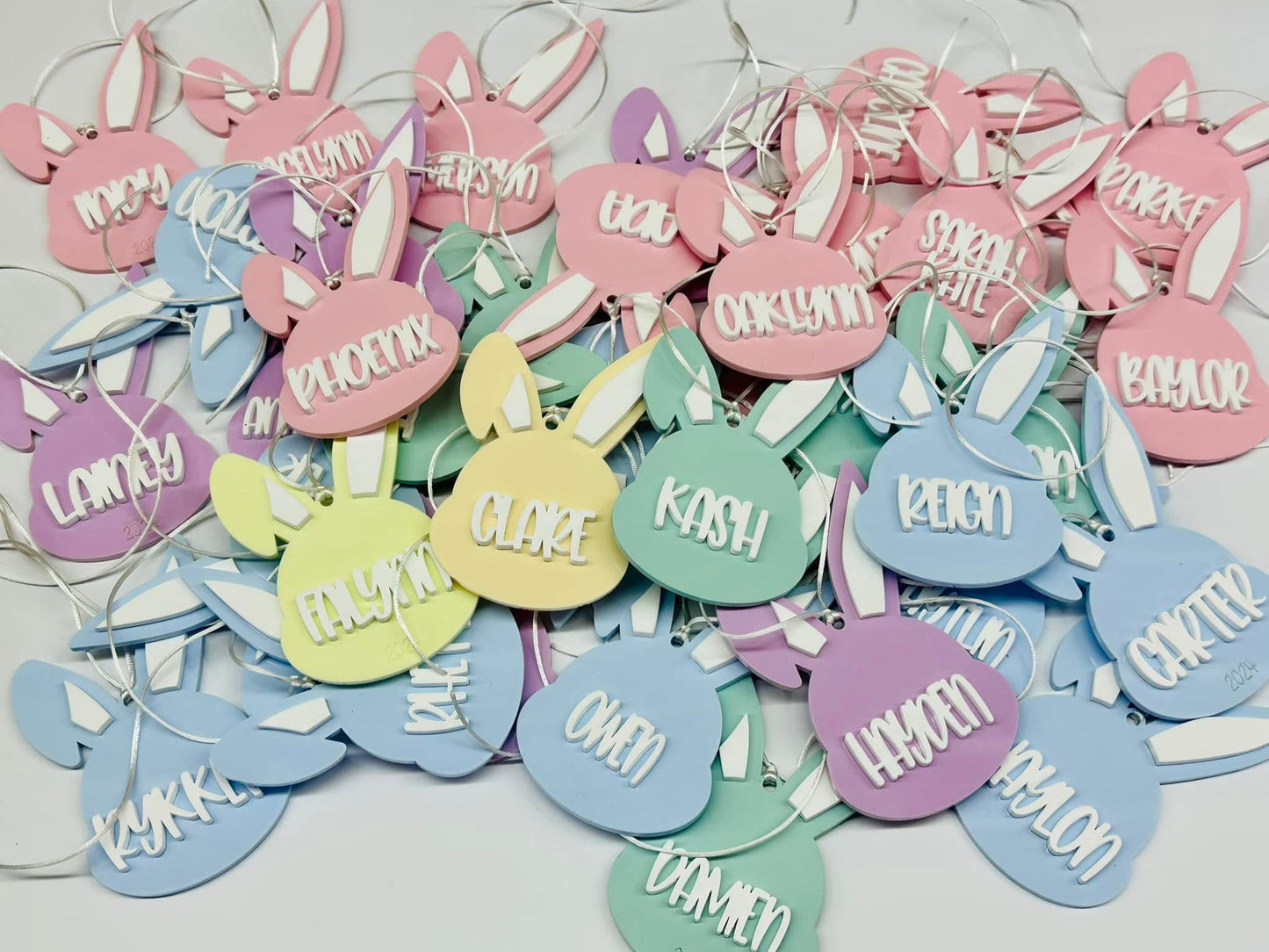 Acrylic Easter bunny basket tags