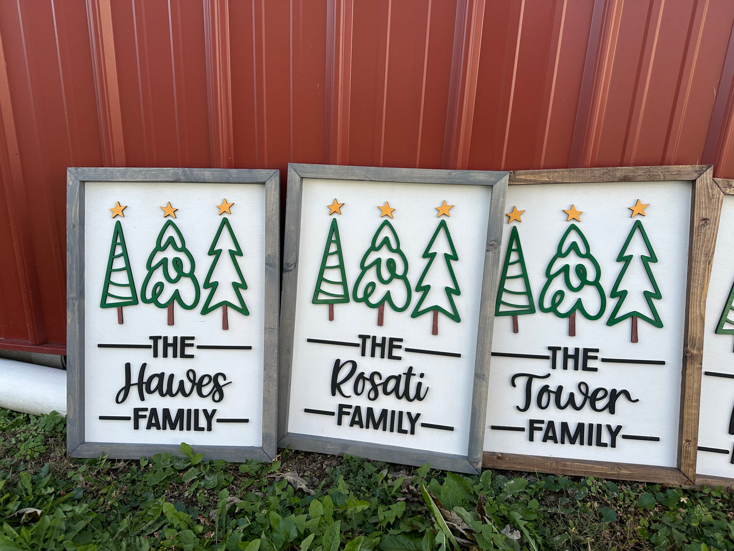 Minimalist Christmas trees Personalized Family Name plaque