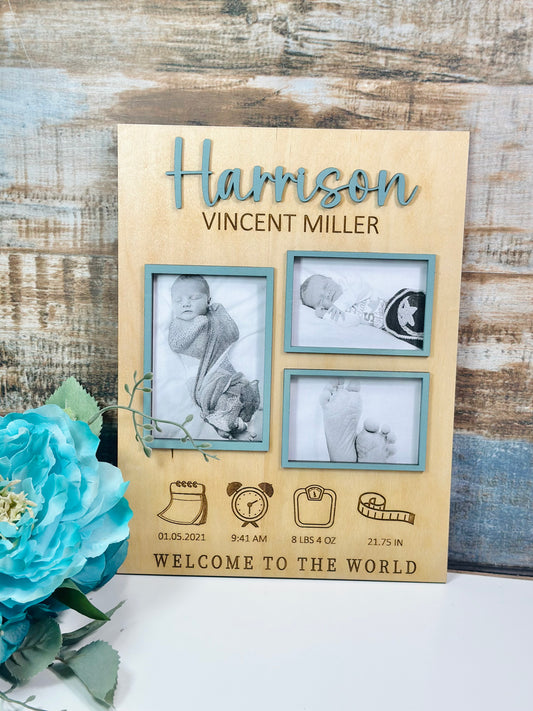 Birth stats collage frame
