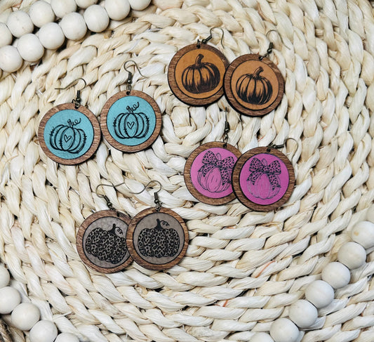 Wood + leather dangle earrings