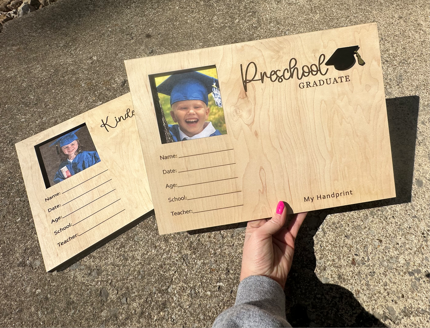 Kindergarten/preschool handprint photo frame