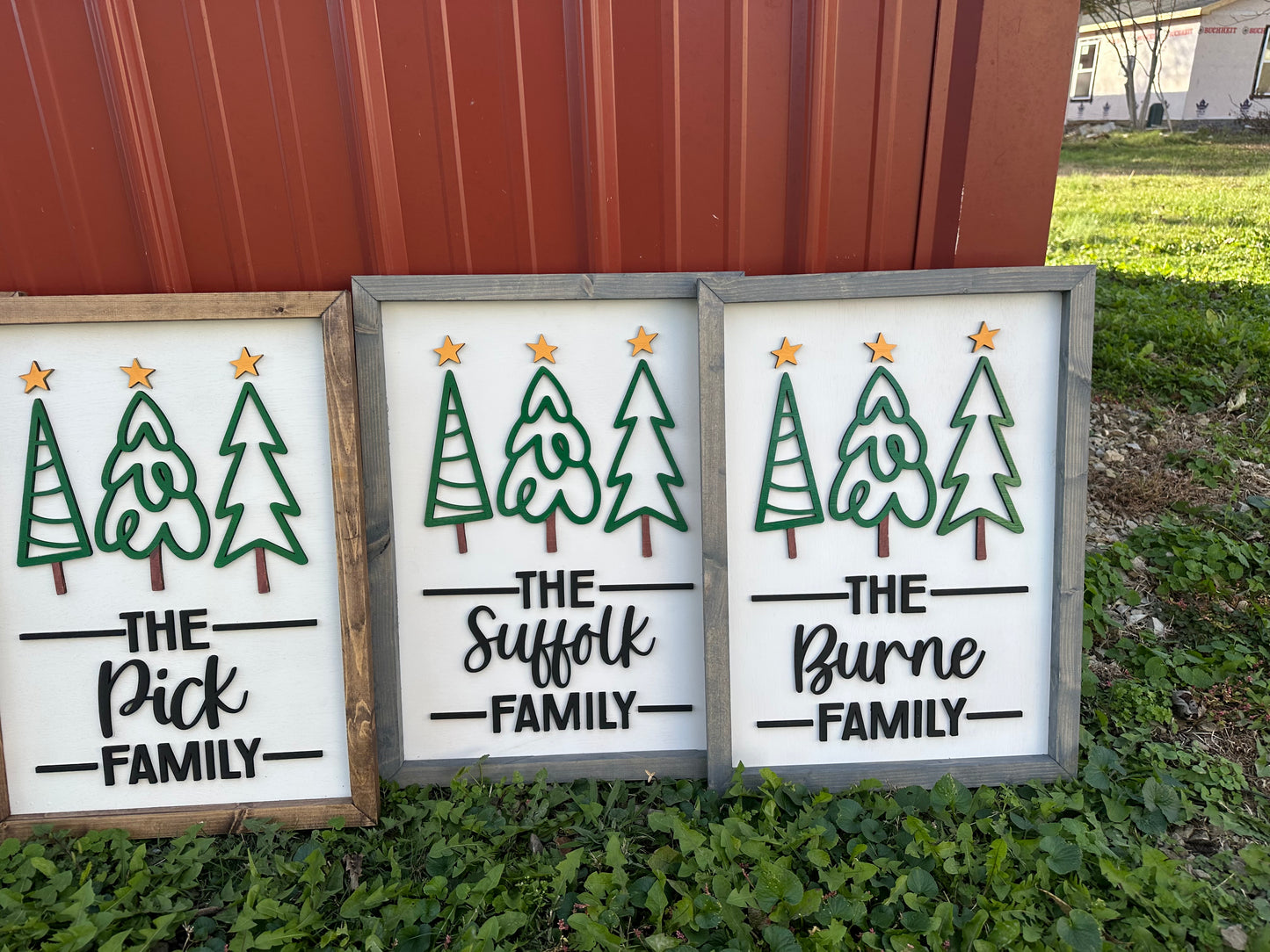 Minimalist Christmas trees Personalized Family Name plaque