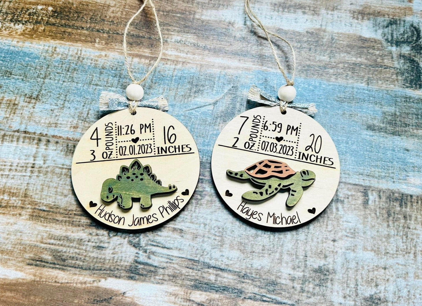 Baby animal Stats ornaments