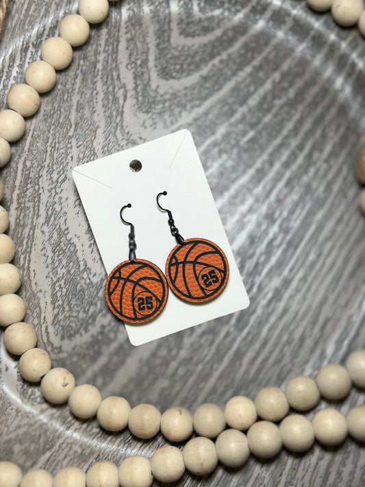 Basketball leather dangle earrings