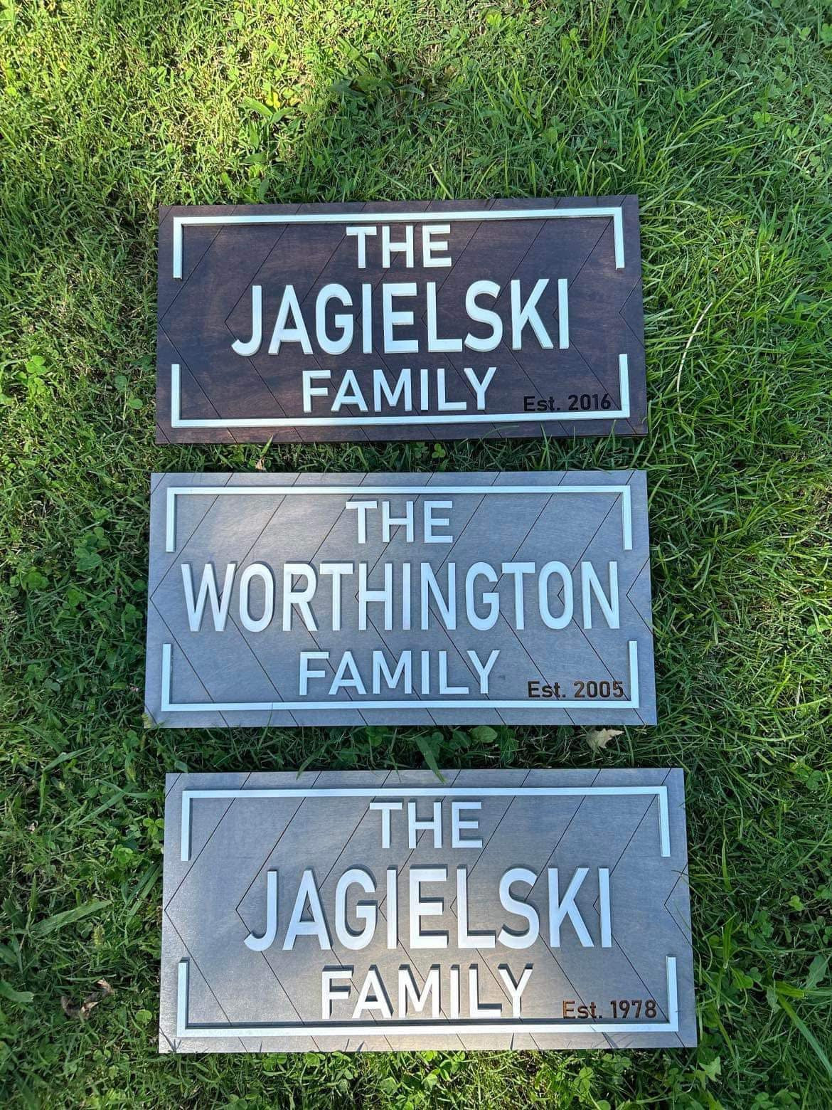 Herringbone family plaque