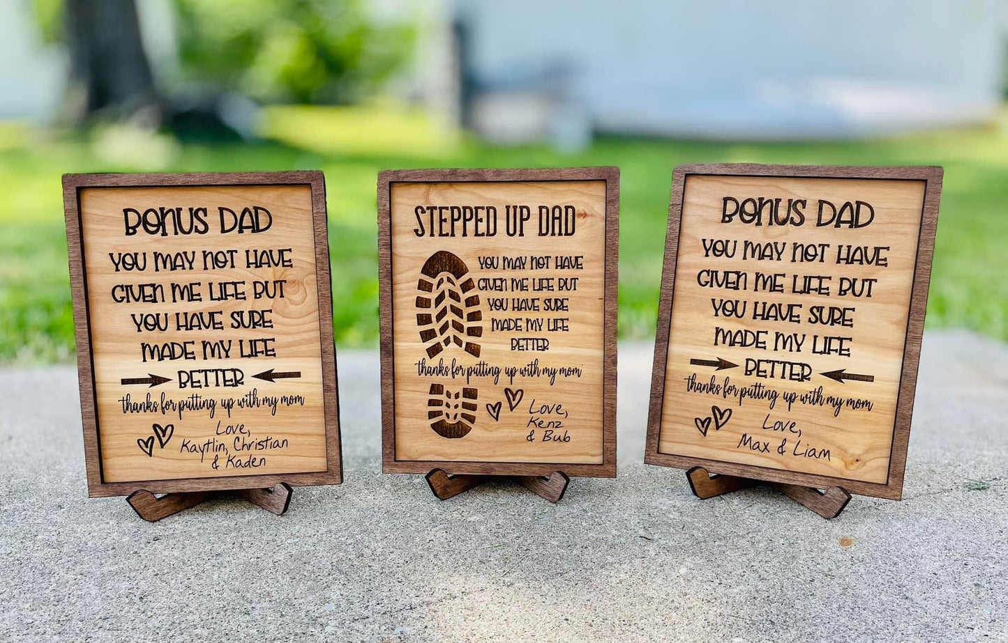 Stepped up or bonus dad plaques
