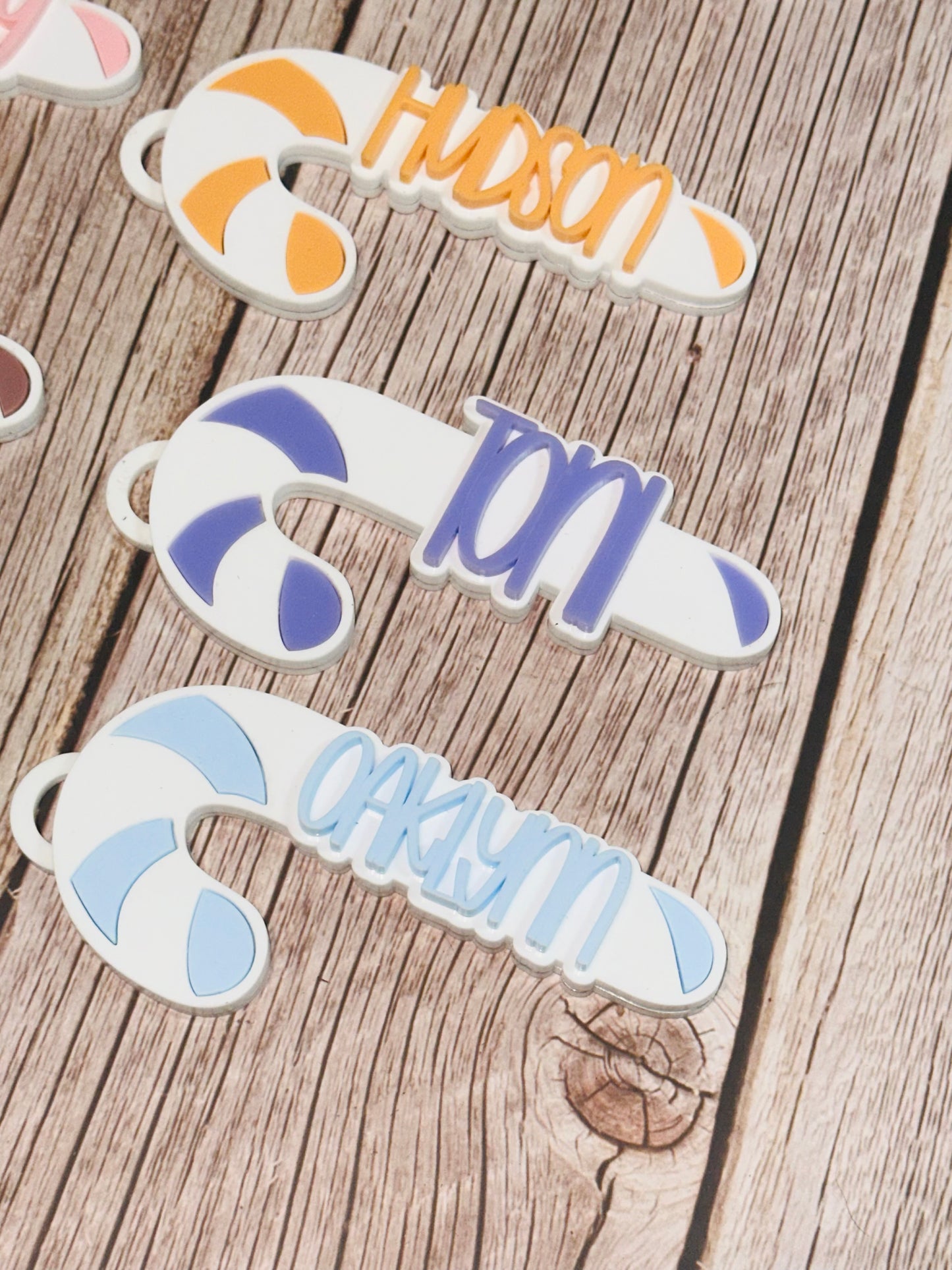 Candy cane acrylic name ornaments