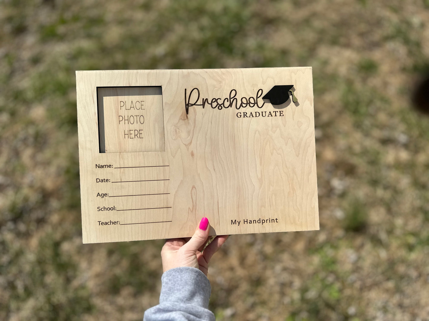 Kindergarten/preschool handprint photo frame