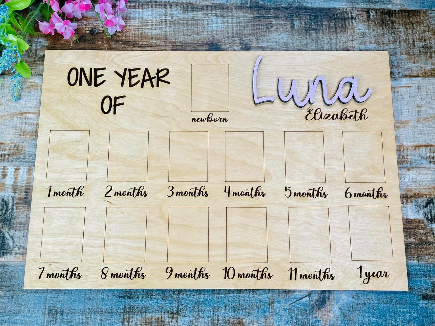 One year of baby photo plaque