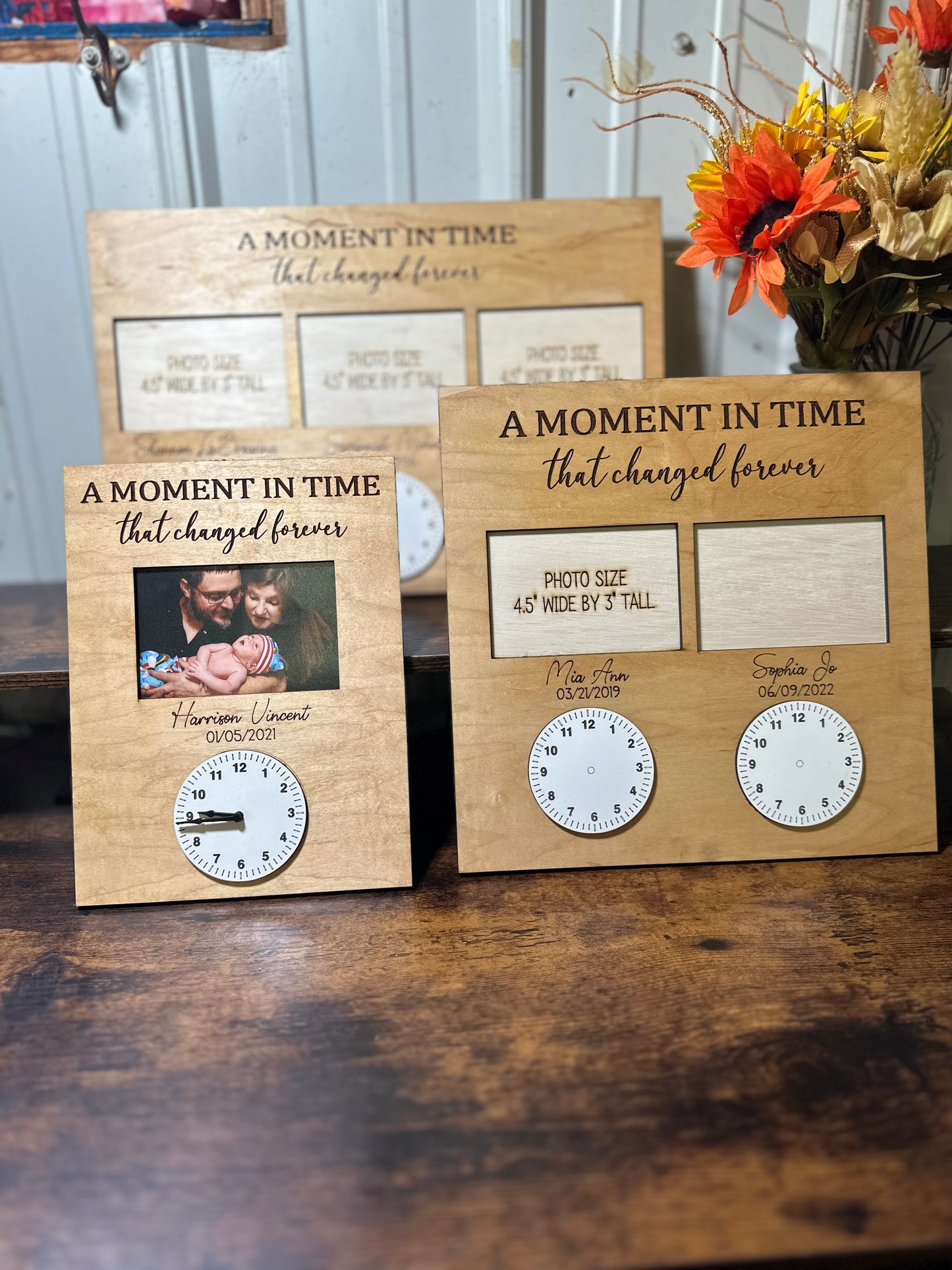 A moment in time clock plaques