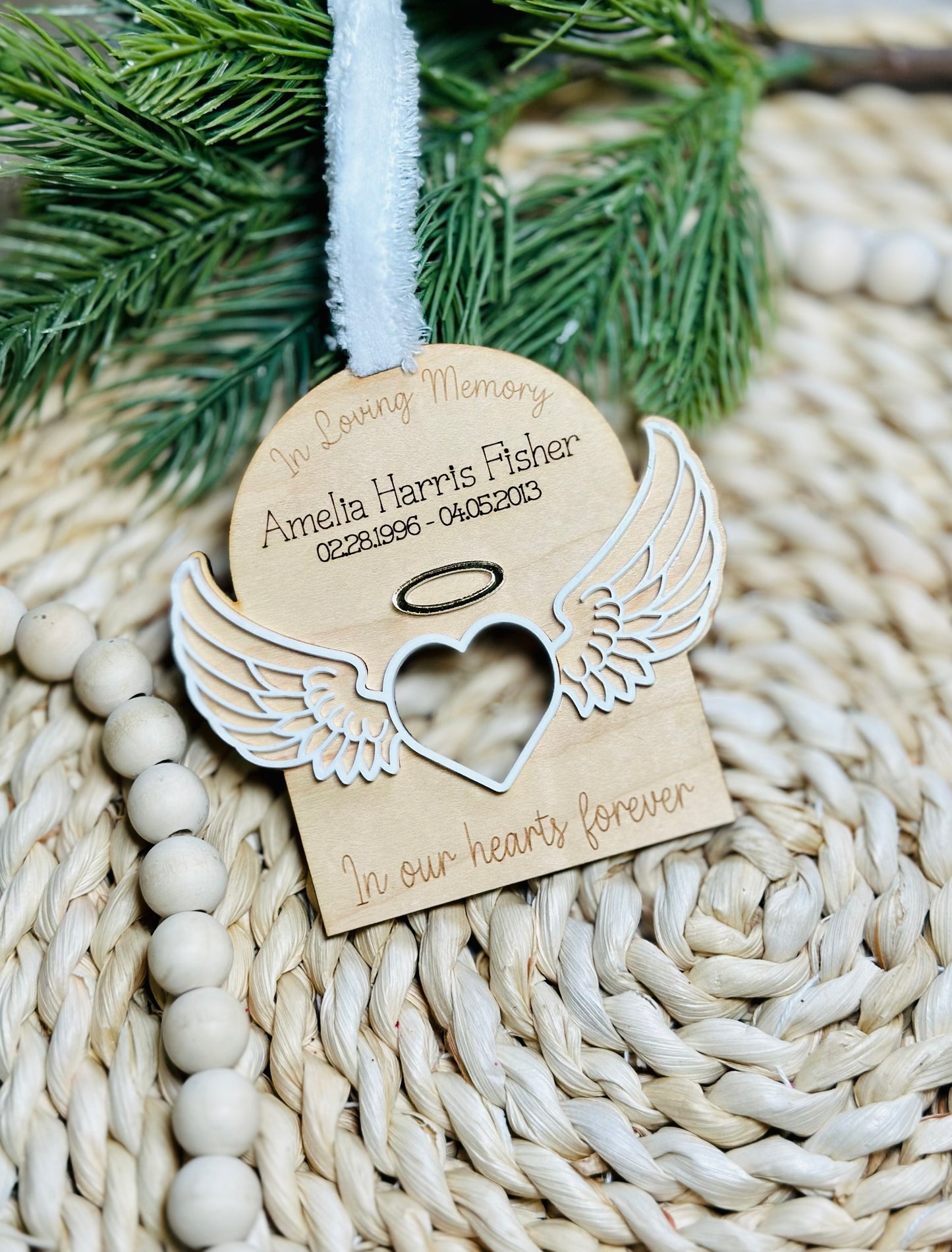 Angel wing Photo memorial ornament