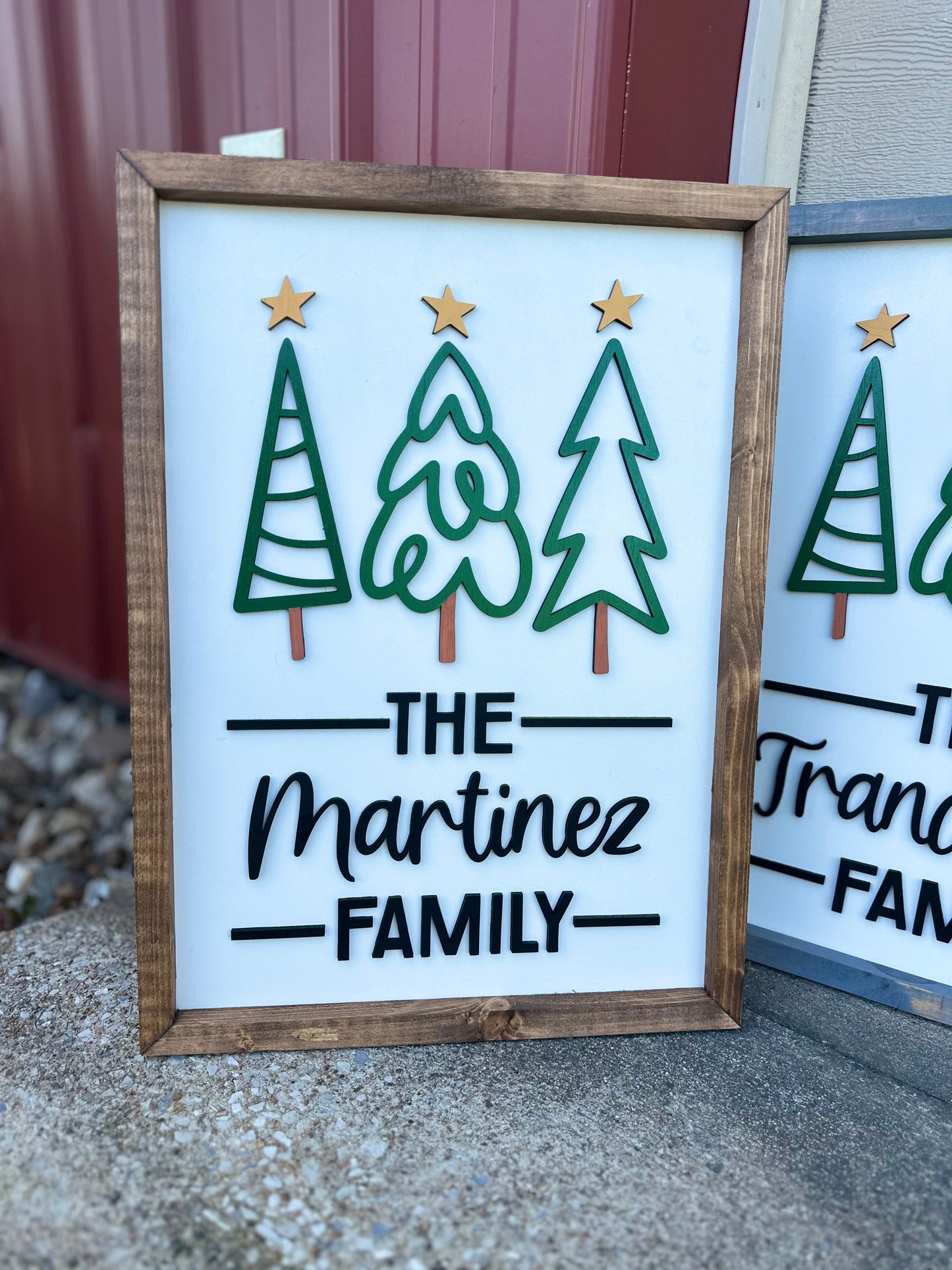 Minimalist Christmas trees Personalized Family Name plaque