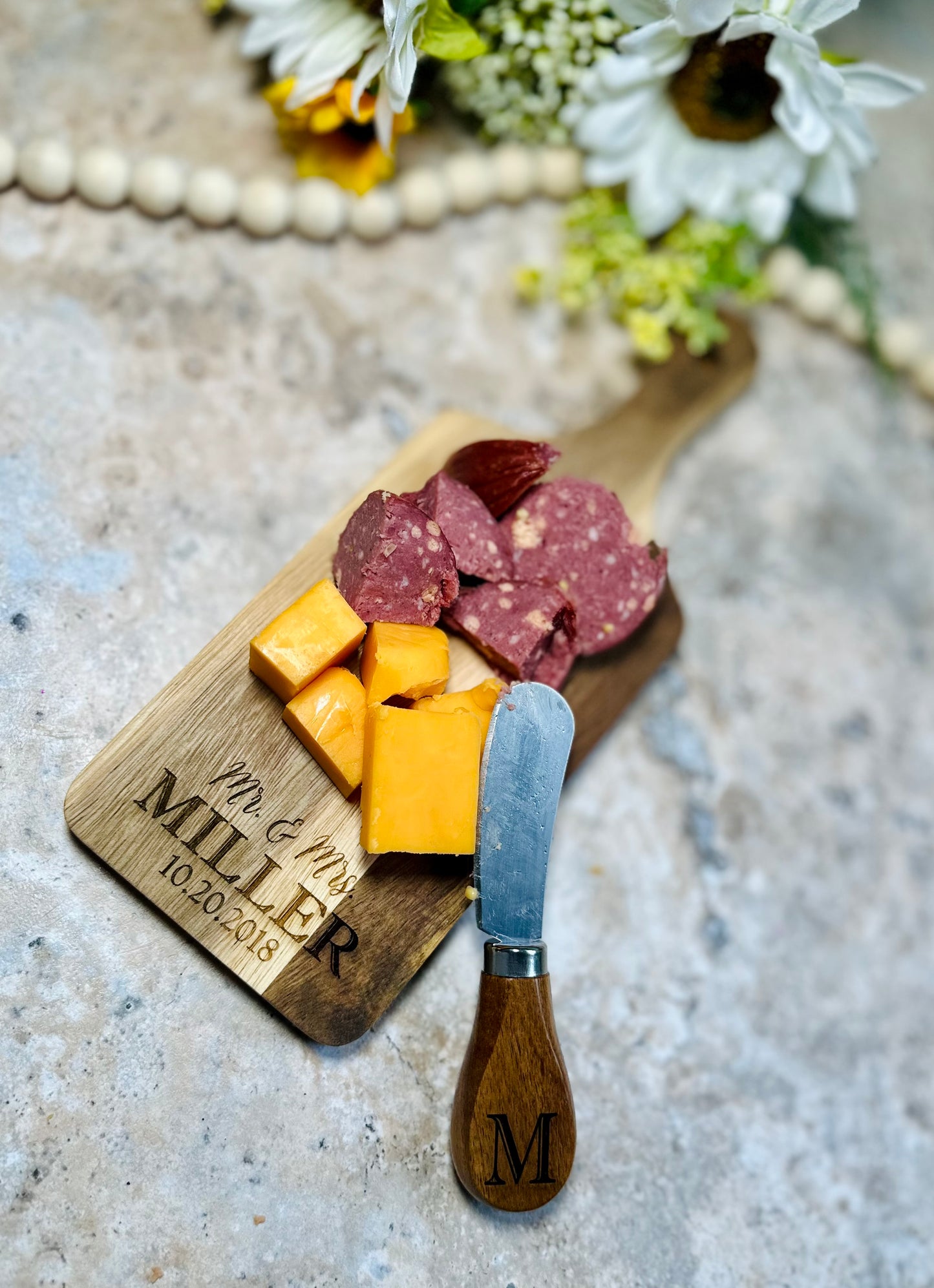 Mini Charcuterie board with cheese knife gift set