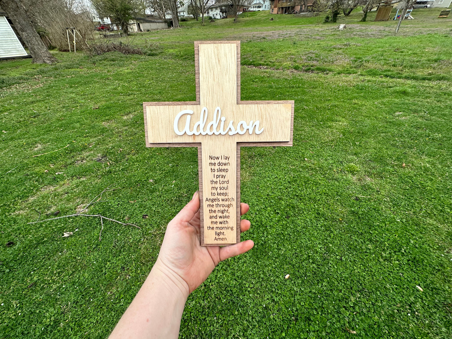 Now I lay me down to sleep prayer cross