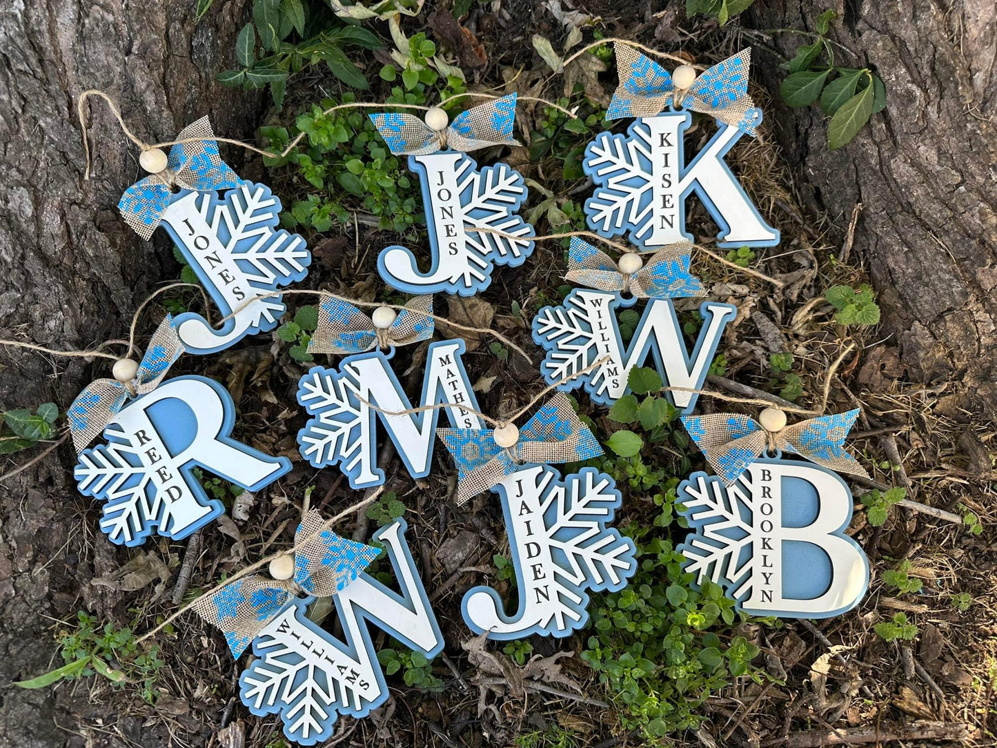 Snowflake initial ornament