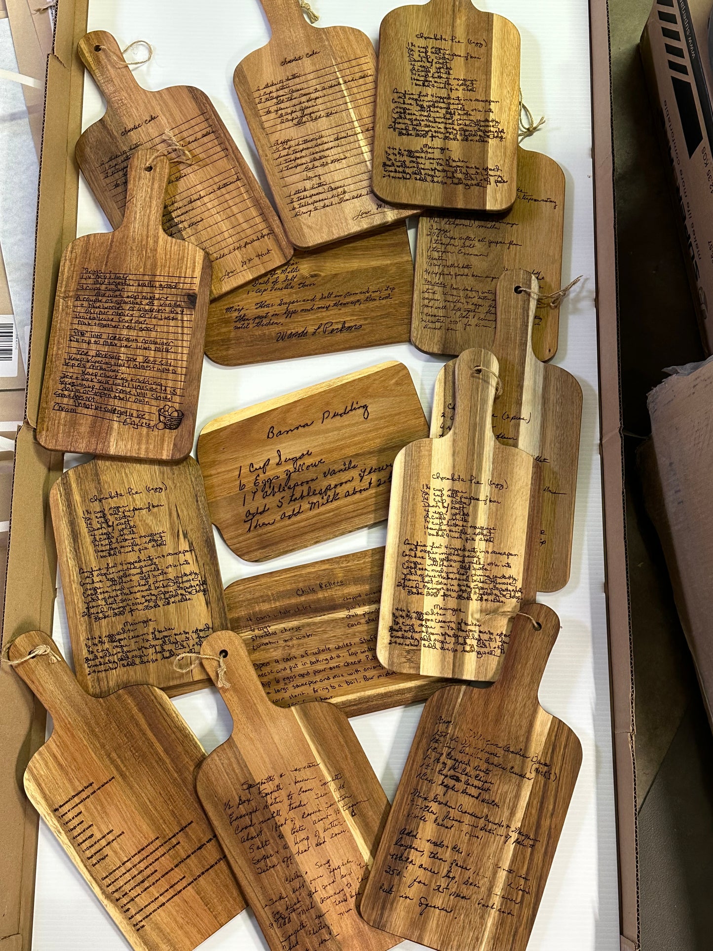 Acacia wood handwritten recipe cutting board