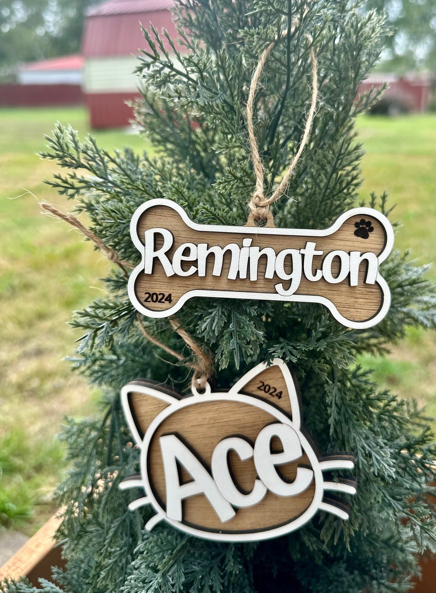 Cat & dog name ornament