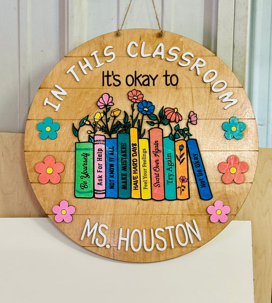 In this classroom 14” door hanger