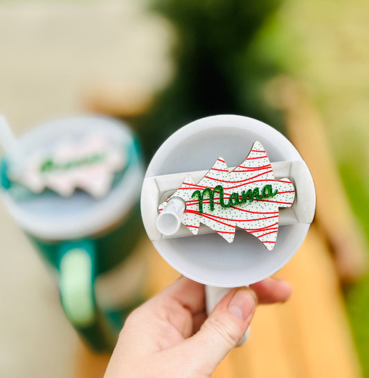 Christmas tree cake name topper
