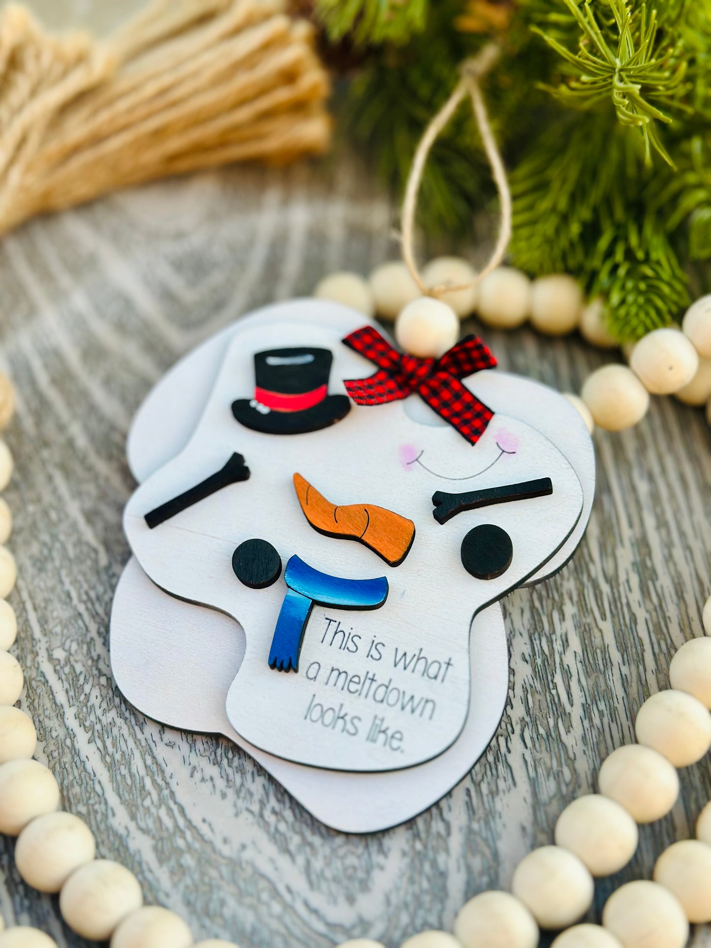 Meltdown snowman ornament