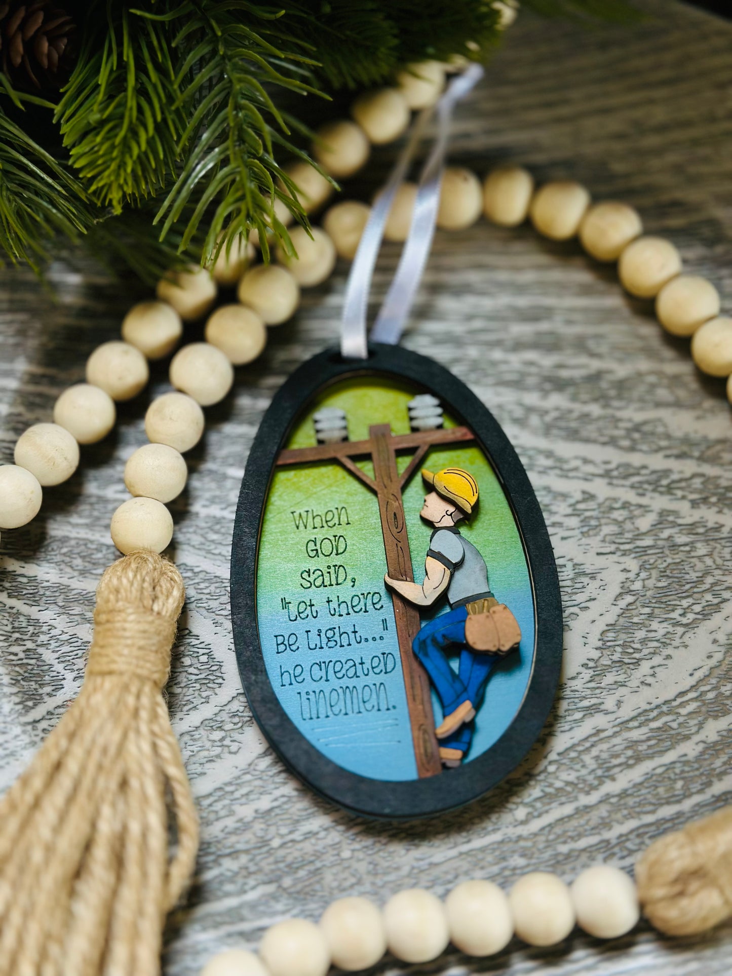 God created linemen ornament