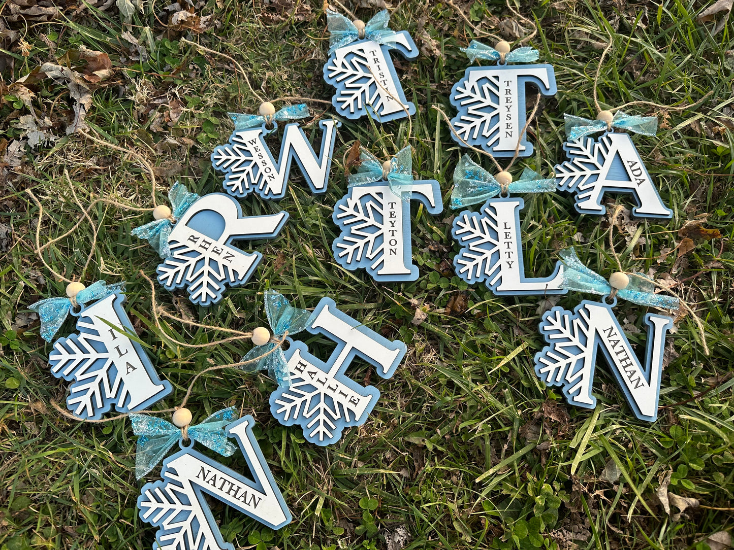 Snowflake initial ornament