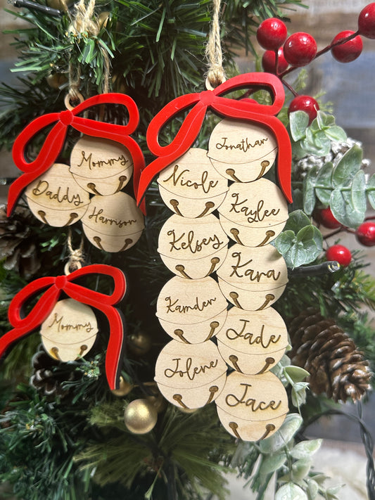 Jingle bells family ornaments