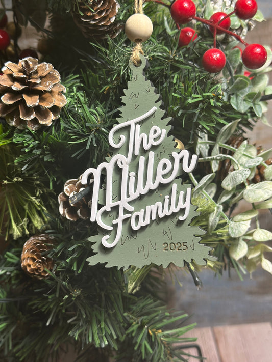 Family name Christmas tree ornament