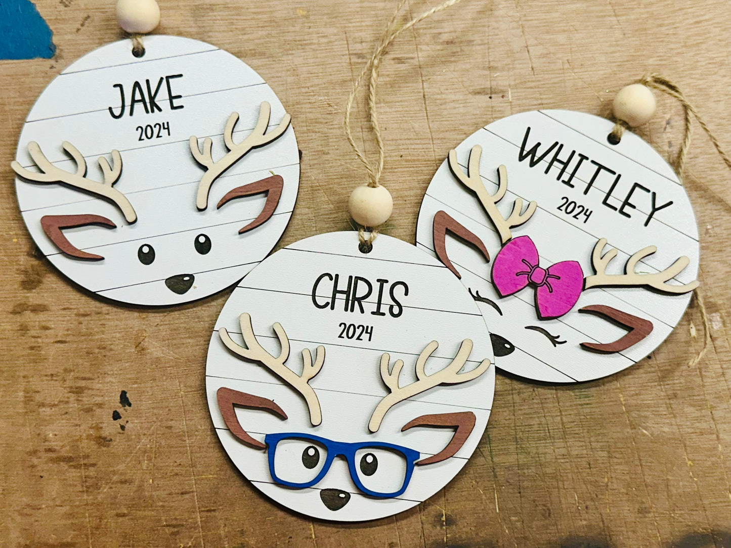 Little reindeer personalized ornaments