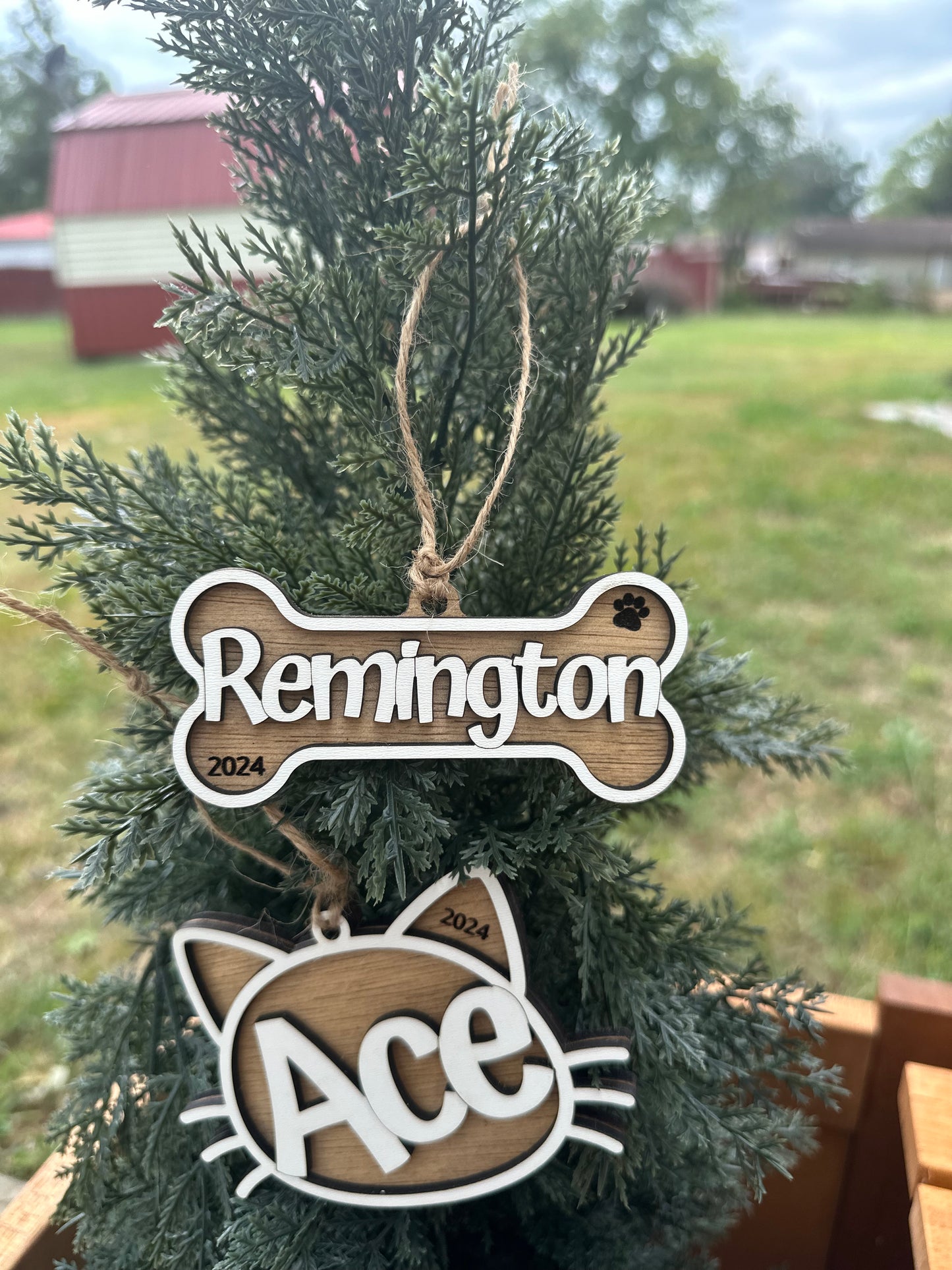 Cat & dog name ornament