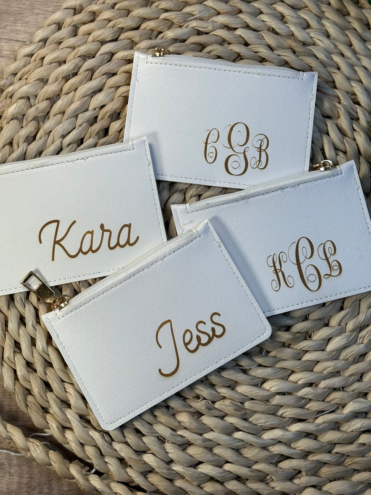 Slim White Faux leather card holder/coin purse